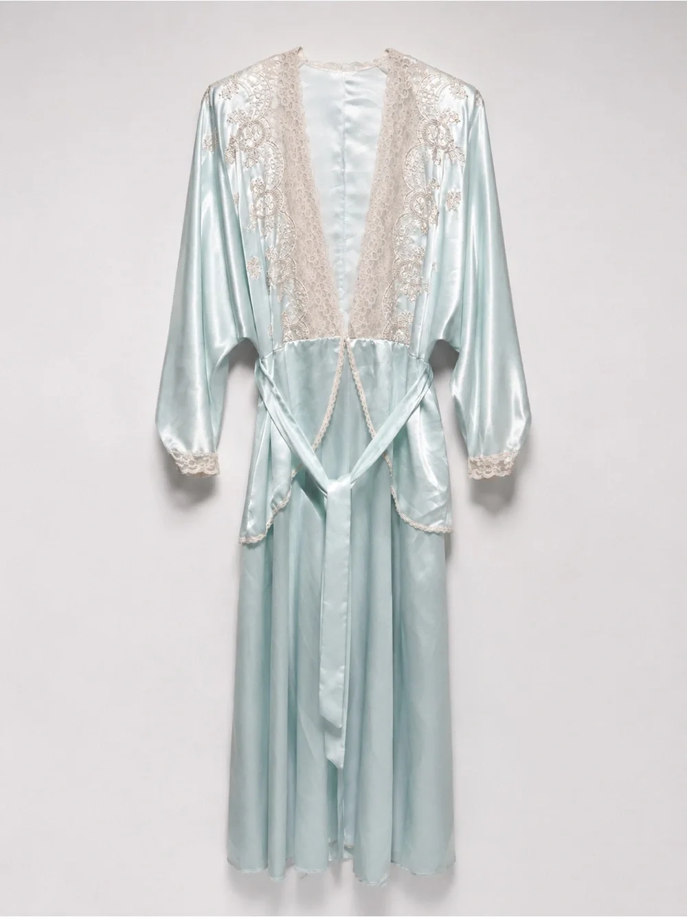 Vintage Miss Dior Silky Lace-Trim Robe in Vibrant Icy Blue - Immaculate Cond. - Picture 1 of 5